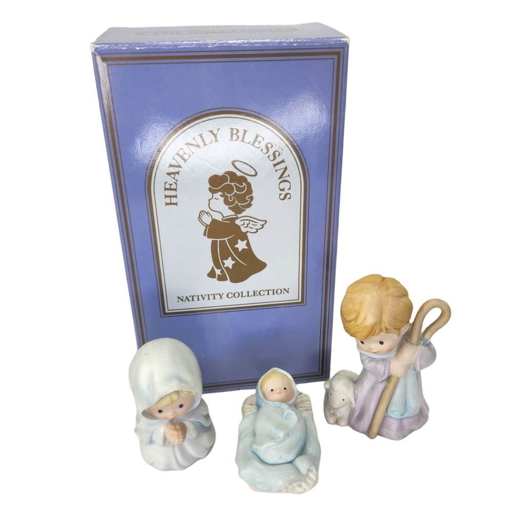 Avon Heavenly Blessings Nativity Holy Family Xmas Figurines 1986 Boxed Vtg READ